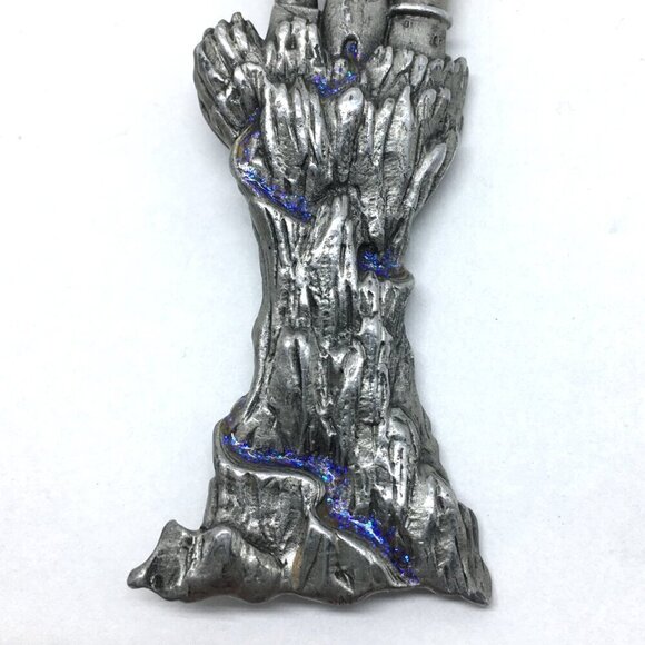 Silver Castle Brooch Halloween Fantasy Witch Jewelry Silver Tone Clear Crystal - Picture 4 of 9